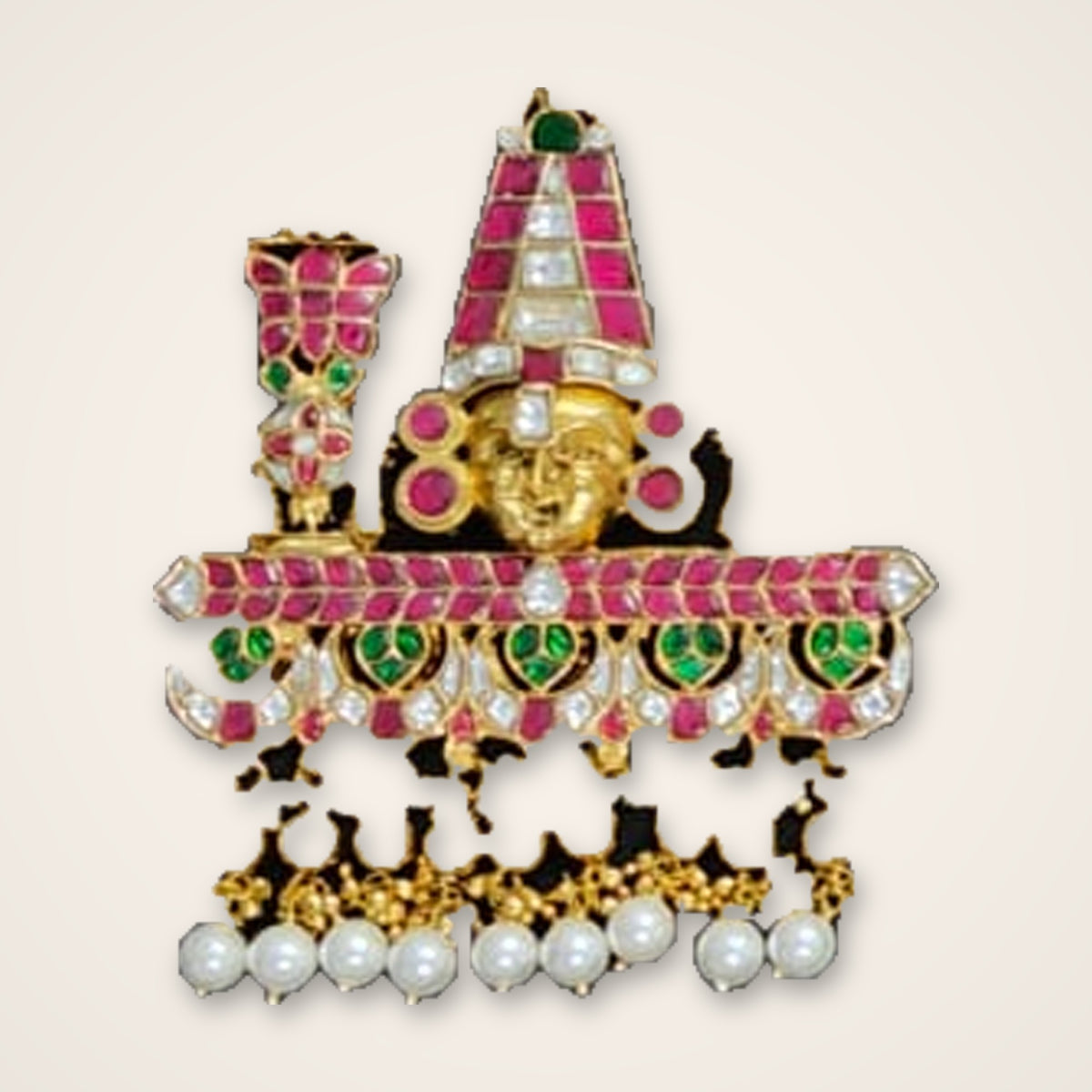 Balaji Temple Kundan Pendant - Jaipur Jadau Kundan imitation jewellery by House of Shri Dungar