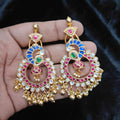 Blue Peacock Chandbali - Alt View - Jaipur Jadau Kundan imitation jewellery by House of Shri Dungar