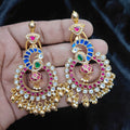 Blue Peacock Chandbali with Mini Jhumka - Jaipur Jadau Kundan imitation jewellery by House of Shri Dungar