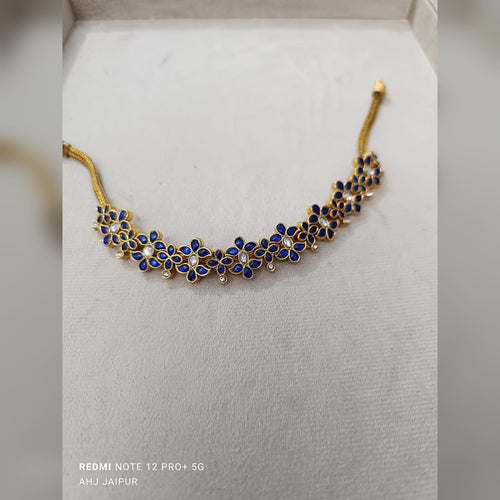 Blue Stone Floral Kundan Choker - Jaipur Jadau Kundan imitation jewellery by House of Shri Dungar