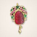 Carved Ruby-Look Kundan Pendant - Jaipur Jadau Kundan imitation jewellery by House of Shri Dungar