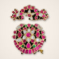 Floral Kundan Pendant with Ruby Drop - Jaipur Jadau Kundan imitation jewellery by House of Shri Dungar