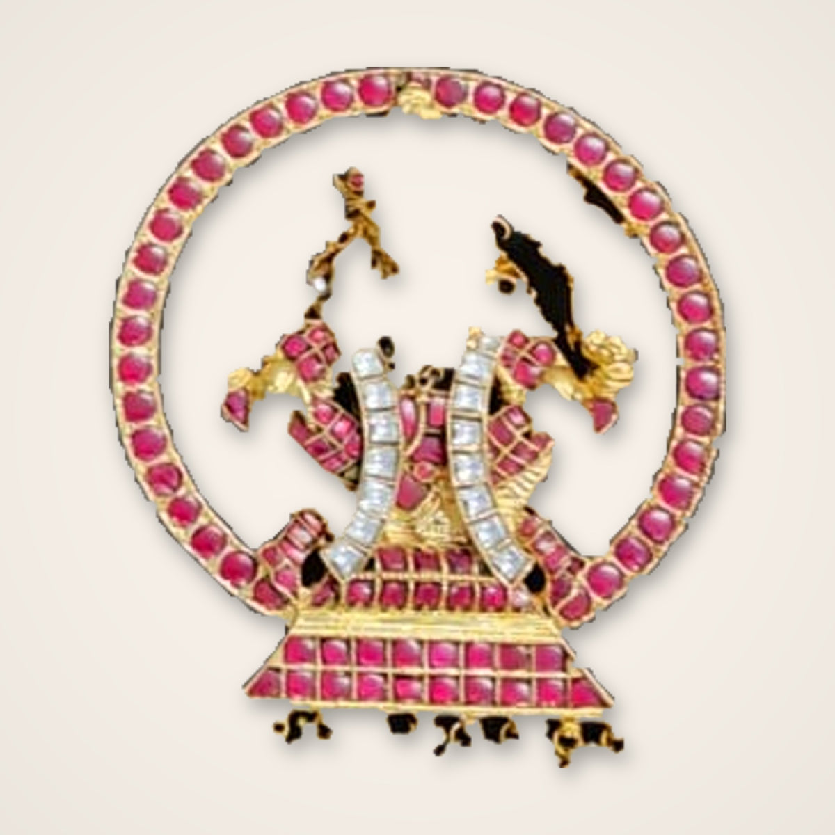 Ganesha in Halo Kundan Pendant - Jaipur Jadau Kundan imitation jewellery by House of Shri Dungar