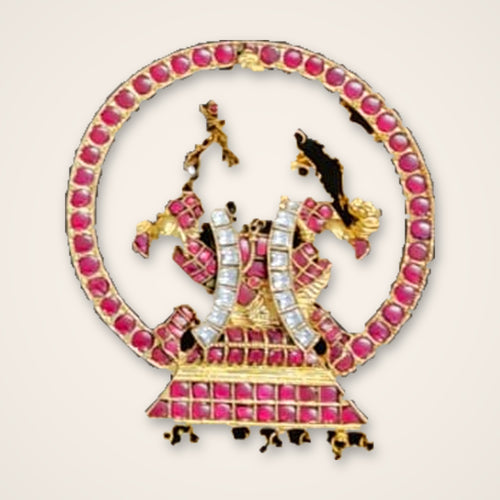 Ganesha in Halo Kundan Pendant - Jaipur Jadau Kundan imitation jewellery by House of Shri Dungar