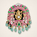 Ganesha Pendant with Green Bead Drops - Jaipur Jadau Kundan imitation jewellery by House of Shri Dungar