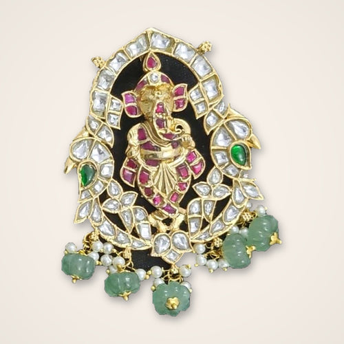 Ganesha Polki-Style Pendant - Jaipur Jadau Kundan imitation jewellery by House of Shri Dungar