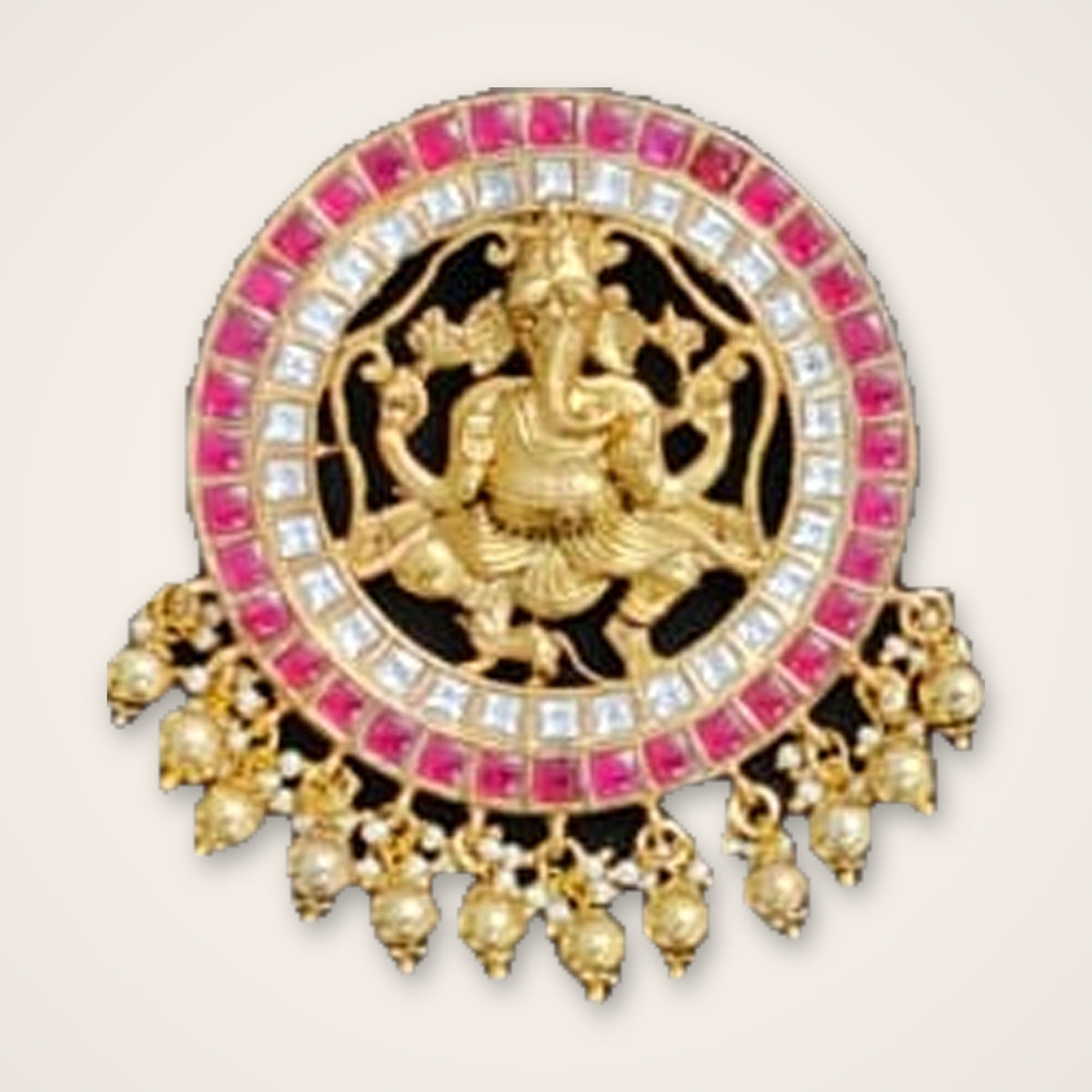 Ganesha Round Kundan Pendant - Jaipur Jadau Kundan imitation jewellery by House of Shri Dungar