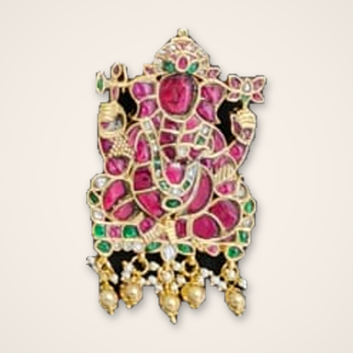 Ganesha Ruby Kundan Pendant - Jaipur Jadau Kundan imitation jewellery by House of Shri Dungar