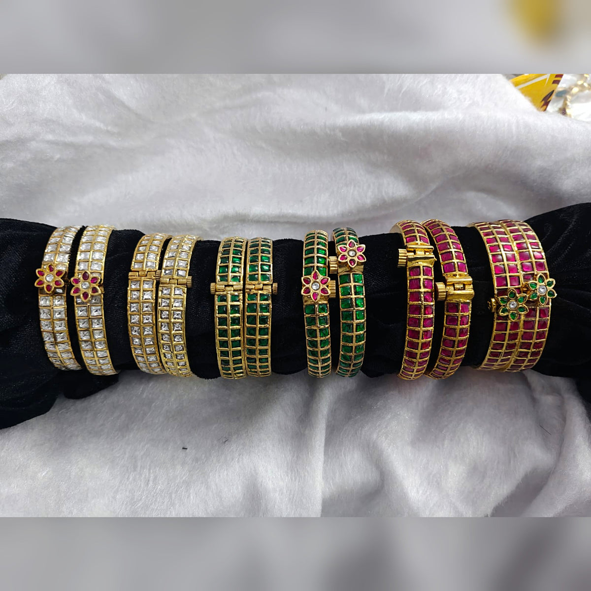 Jadau Bangle Collection - Assorted Colours - Jaipur Jadau Kundan imitation jewellery by House of Shri Dungar