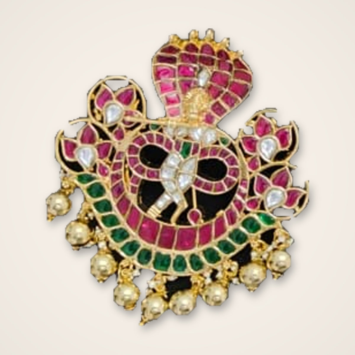Krishna Kaliya Kundan Pendant - Jaipur Jadau Kundan imitation jewellery by House of Shri Dungar