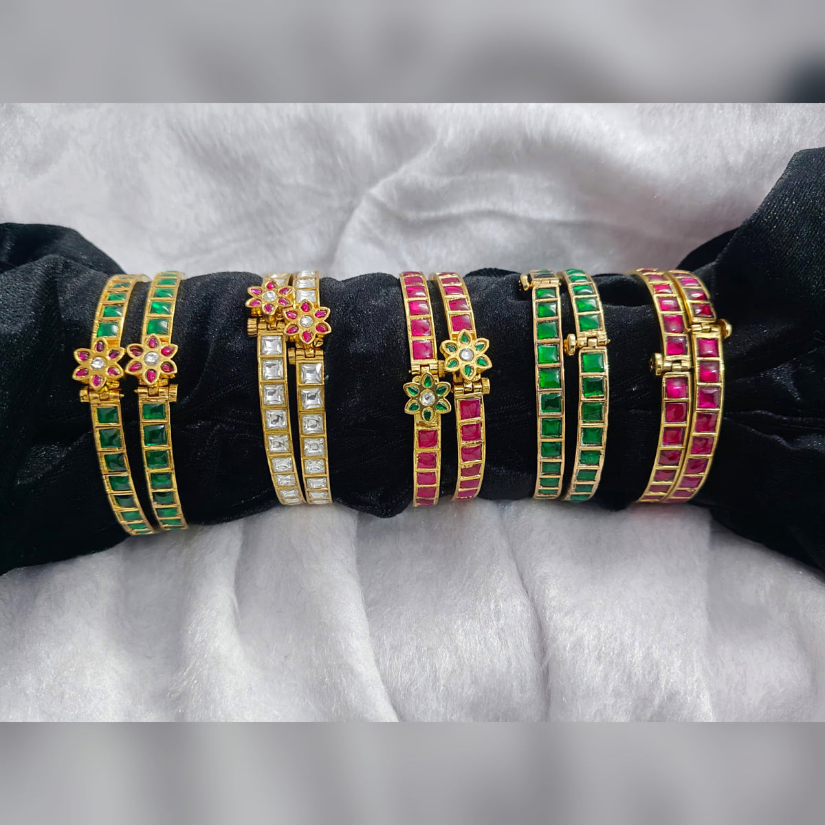 Kundan Bangle Collection - Ruby, Emerald & Polki - Jaipur Jadau Kundan imitation jewellery by House of Shri Dungar