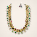 Kundan Long Haram with Emerald Accents - Jaipur Jadau Kundan imitation jewellery by House of Shri Dungar