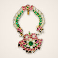 Kundan Pendant with Emerald Chain - Jaipur Jadau Kundan imitation jewellery by House of Shri Dungar