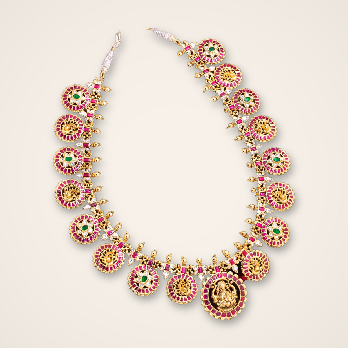 Lakshmi Coin Kundan Long Necklace - Jaipur Jadau Kundan imitation jewellery by House of Shri Dungar