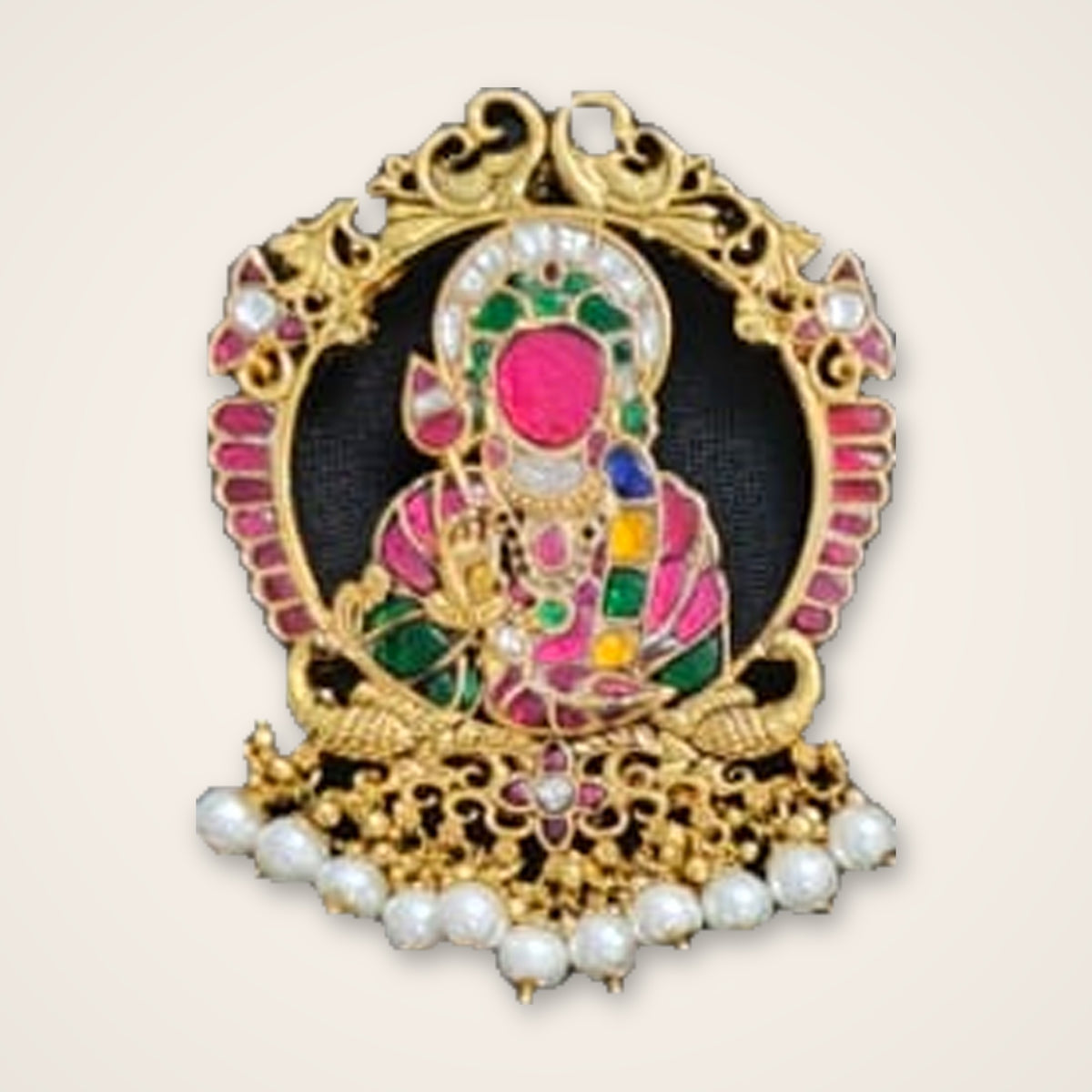 Lakshmi Halo Kundan Pendant - Jaipur Jadau Kundan imitation jewellery by House of Shri Dungar