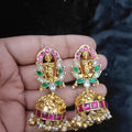 Lakshmi Jhumka with Ruby & Polki Frame - Jaipur Jadau Kundan imitation jewellery by House of Shri Dungar