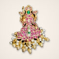 Lakshmi on Lotus Kundan Pendant - Jaipur Jadau Kundan imitation jewellery by House of Shri Dungar