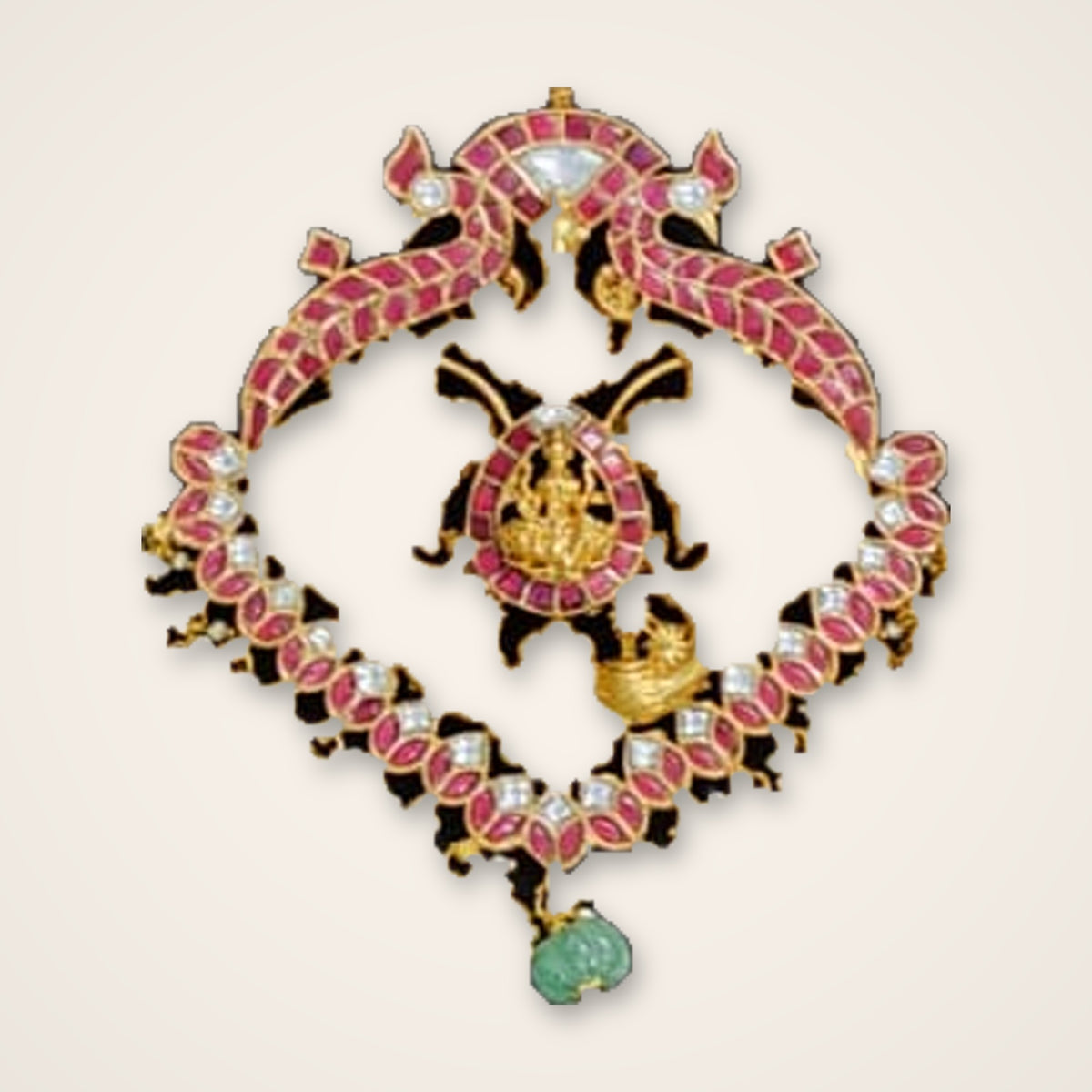 Lakshmi Peacock Kundan Pendant - Jaipur Jadau Kundan imitation jewellery by House of Shri Dungar