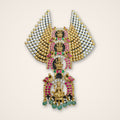 Lakshmi Pendant Green Bead & Pearl Rani Haar - Jaipur Jadau Kundan imitation jewellery by House of Shri Dungar