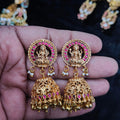 Lakshmi Ruby Halo Temple Jhumka - Jaipur Jadau Kundan imitation jewellery by House of Shri Dungar