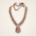 Long Ruby Kundan Necklace with Jhumka Pendant - Jaipur Jadau Kundan imitation jewellery by House of Shri Dungar