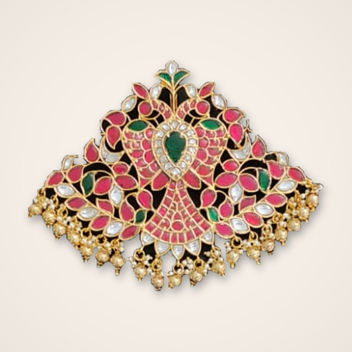 Lotus Fan Kundan Pendant - Jaipur Jadau Kundan imitation jewellery by House of Shri Dungar