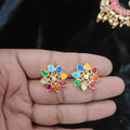 Navratna Flower Studs - Jaipur Jadau Kundan imitation jewellery by House of Shri Dungar