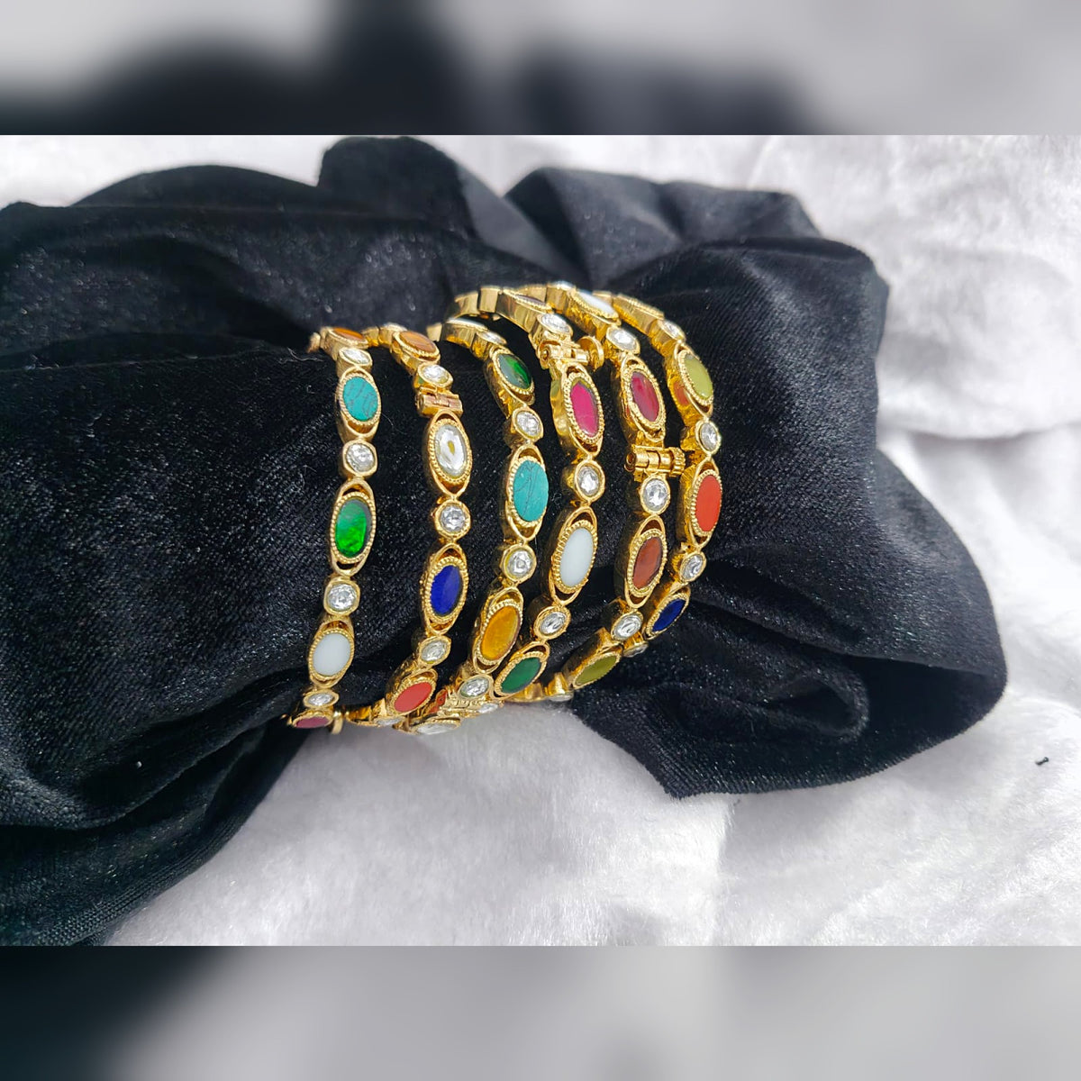 Navratna Kundan Bangles - Jaipur Jadau Kundan imitation jewellery by House of Shri Dungar