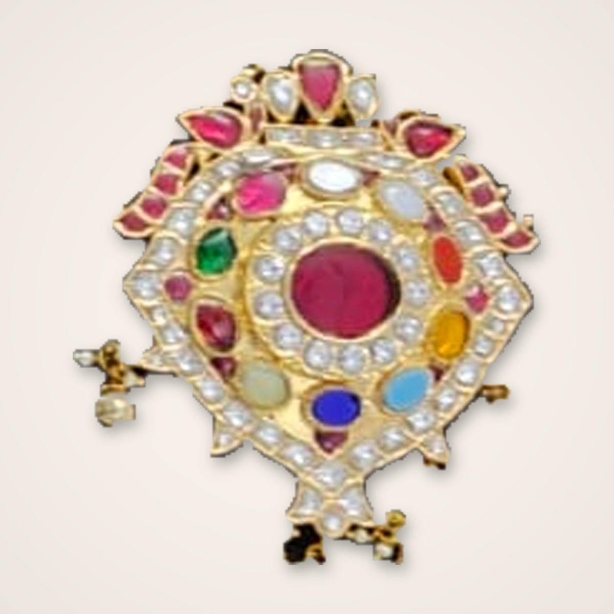 Navratna Kundan Pendant - Jaipur Jadau Kundan imitation jewellery by House of Shri Dungar
