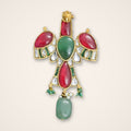 Parrot Kundan Pendant - Ruby & Emerald - Jaipur Jadau Kundan imitation jewellery by House of Shri Dungar