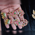 Peacock Ear Cuff Jhumka - Ruby - Jaipur Jadau Kundan imitation jewellery by House of Shri Dungar
