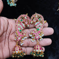 Peacock Ear Cuff Jhumka with Green Beads - Jaipur Jadau Kundan imitation jewellery by House of Shri Dungar