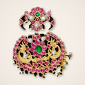 Peacock Ruby Kundan Pendant with Gold Beads - Jaipur Jadau Kundan imitation jewellery by House of Shri Dungar