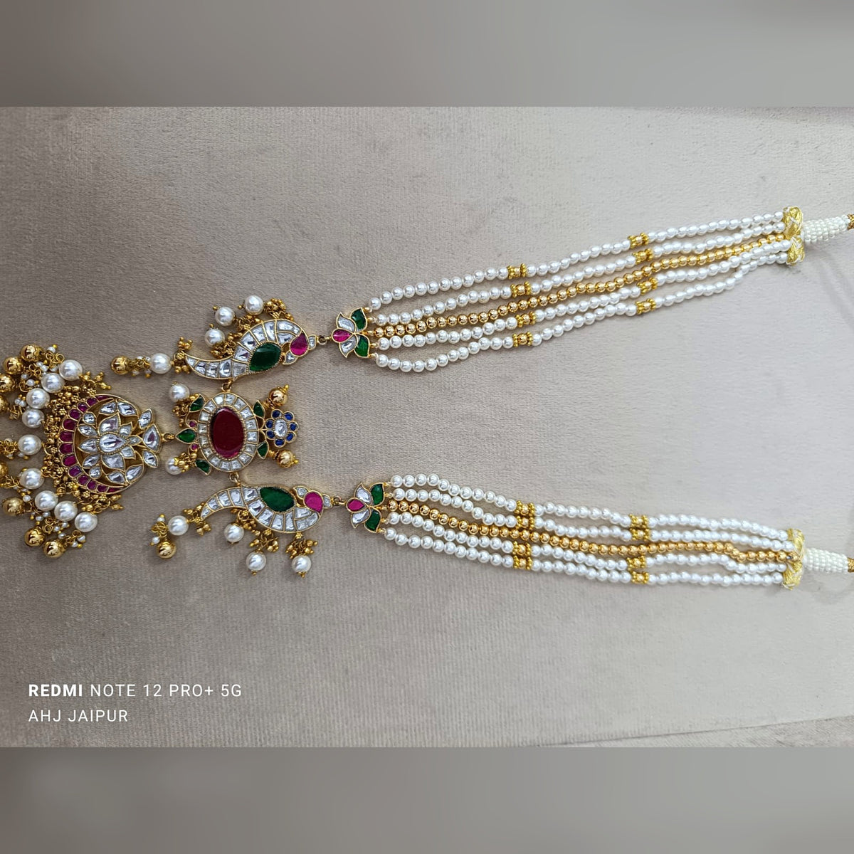 Pearl Rani Haar with Kundan Pendant - Jaipur Jadau Kundan imitation jewellery by House of Shri Dungar