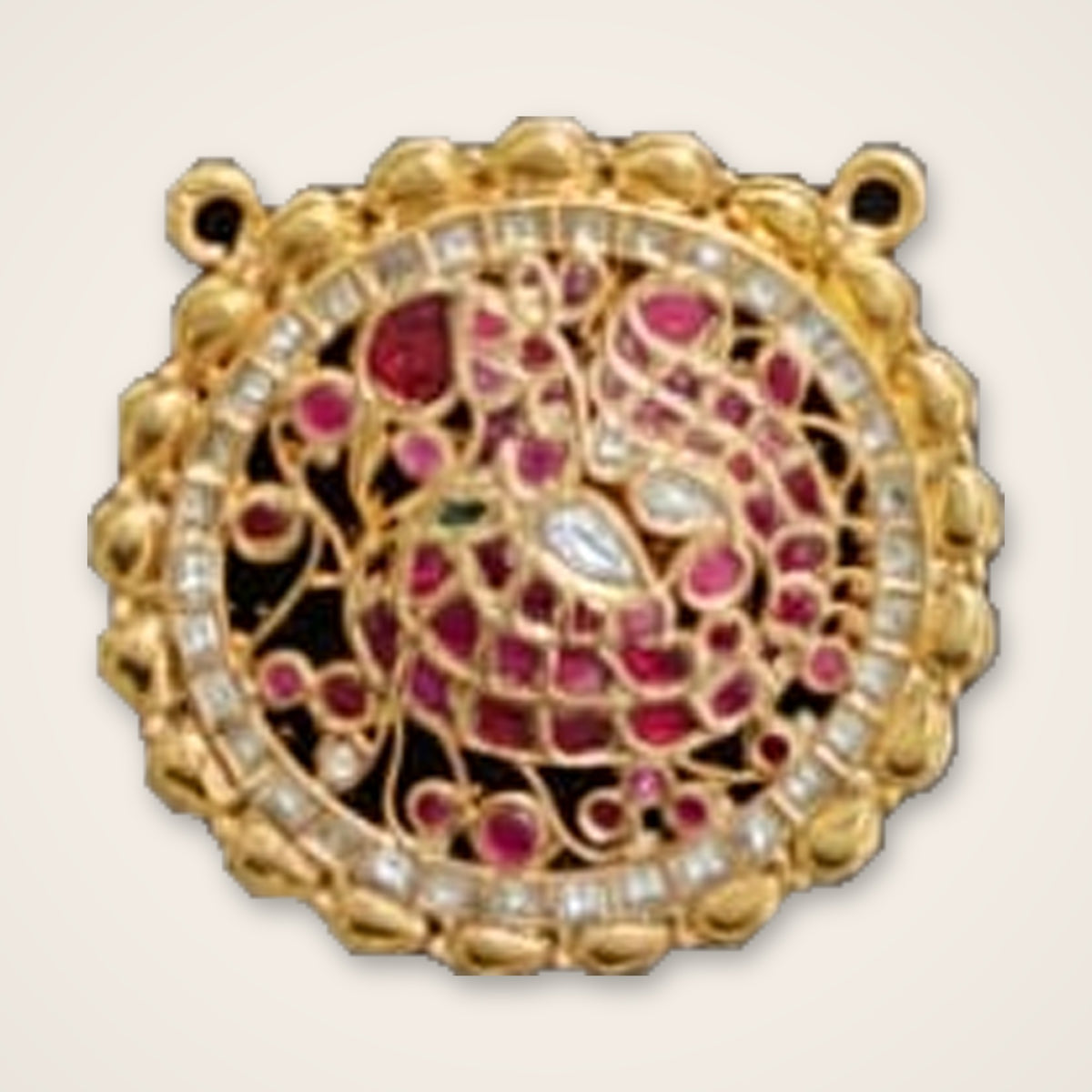 Round Floral Kundan Pendant - Jaipur Jadau Kundan imitation jewellery by House of Shri Dungar