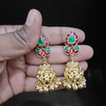 Ruby & Emerald Paisley Gold Jhumka - Jaipur Jadau Kundan imitation jewellery by House of Shri Dungar