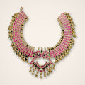 Ruby Kundan Bridal Bib Necklace - Jaipur Jadau Kundan imitation jewellery by House of Shri Dungar