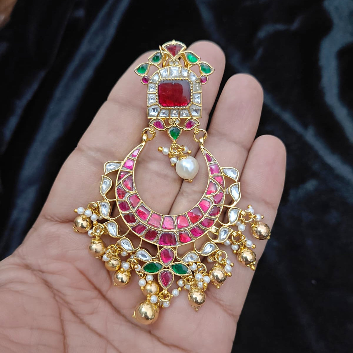 Ruby Leaf Drop Earrings - Jaipur Jadau Kundan imitation jewellery by House of Shri Dungar
