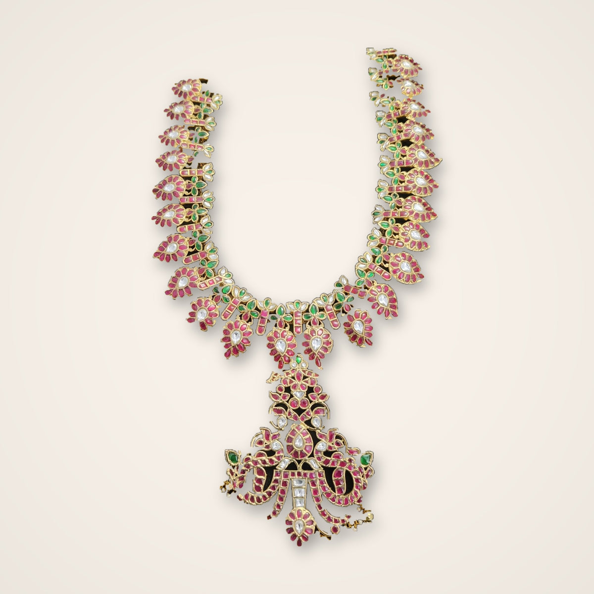 Ruby Mango Kundan Long Necklace - Jaipur Jadau Kundan imitation jewellery by House of Shri Dungar