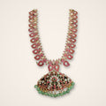 Ruby Mango Mala with Temple Pendant - Jaipur Jadau Kundan imitation jewellery by House of Shri Dungar