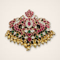 Twin Peacock Ruby Kundan Pendant - Jaipur Jadau Kundan imitation jewellery by House of Shri Dungar
