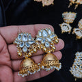 White Lotus Kundan Gold Jhumka - Jaipur Jadau Kundan imitation jewellery by House of Shri Dungar