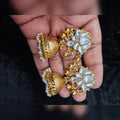 White Lotus Kundan Jhumka - Jaipur Jadau Kundan imitation jewellery by House of Shri Dungar